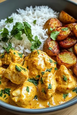 Creamy Chicken Curry Bowl with Roasted Potatoes and Fluffy Rice