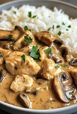 Creamy Chicken Mushroom Gravy Bowl with Fluffy Rice
