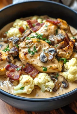 Creamy Chicken Stroganoff Bowl with Bacon, Mushrooms & Curry-Spiced Cauliflower