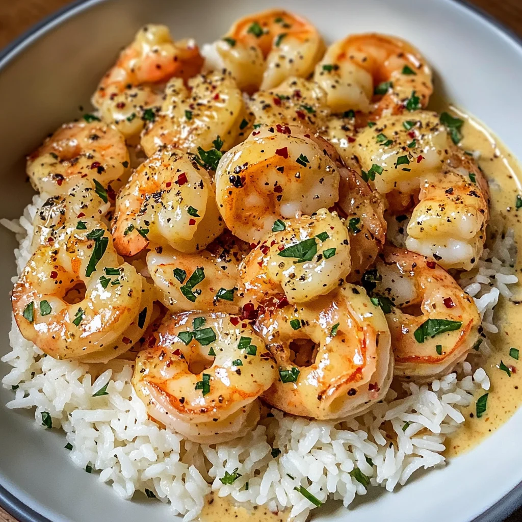 Creamy Garlic Butter Shrimp with Rice