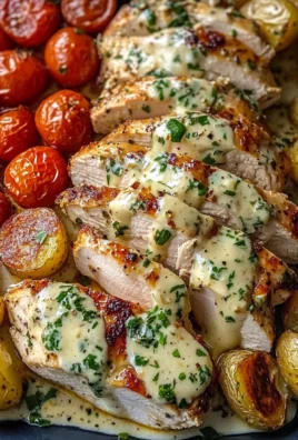 Creamy Garlic Chicken with Roasted Potatoes & Cherry Tomatoes