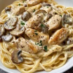 Creamy Garlic Mushroom Chicken Linguine Bliss