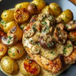 Creamy Garlic Mushroom Chicken with Lemon Butter Potatoes & Pasta