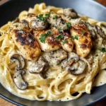 Creamy Garlic Mushroom Pasta with Grilled Chicken
