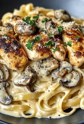Creamy Garlic Mushroom Pasta with Grilled Chicken