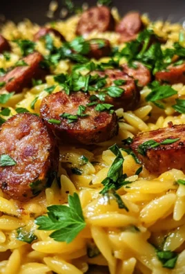 Creamy Smoky Garlic Butter Cheddar Sausage Orzo