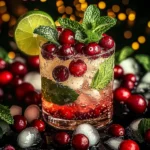 Festive Sparkling Cranberry & Mint Mojito
