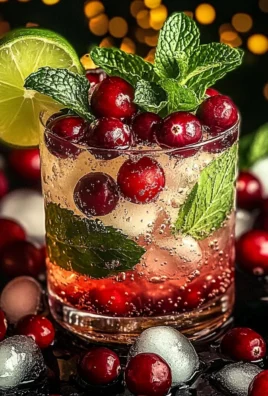 Festive Sparkling Cranberry & Mint Mojito