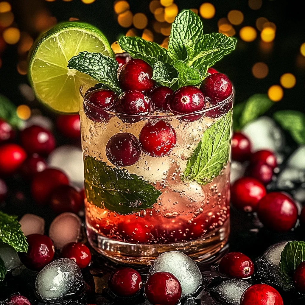 Festive Sparkling Cranberry & Mint Mojito
