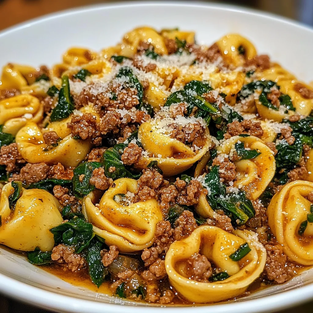 Garlic Butter Beef and Spinach Tortellini