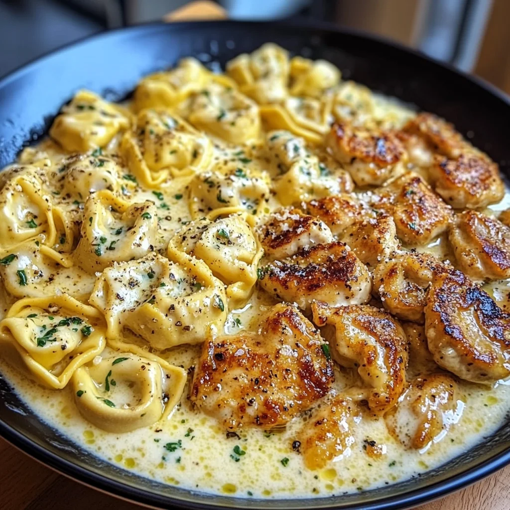 Garlic Butter Chicken Tortellini in Parmesan Cream Sauce