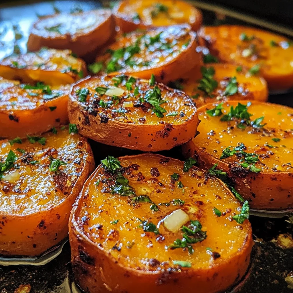 Garlic Butter Roasted Sweet Potatoes