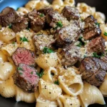 Garlic Butter Steak Bites & Creamy Parmesan Pasta Shells