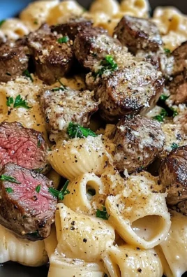 Garlic Butter Steak Bites & Creamy Parmesan Pasta Shells