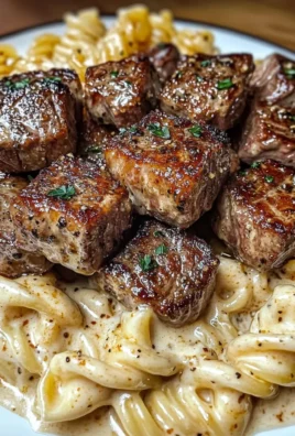 Garlic Butter Steak Bites & Spicy Cajun Alfredo Twisted Pasta