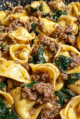 Garlic Butter Tortellini with Beef and Spinach