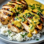 Golden Honey Mustard Chicken with Steamed Rice & Fresh Herbs