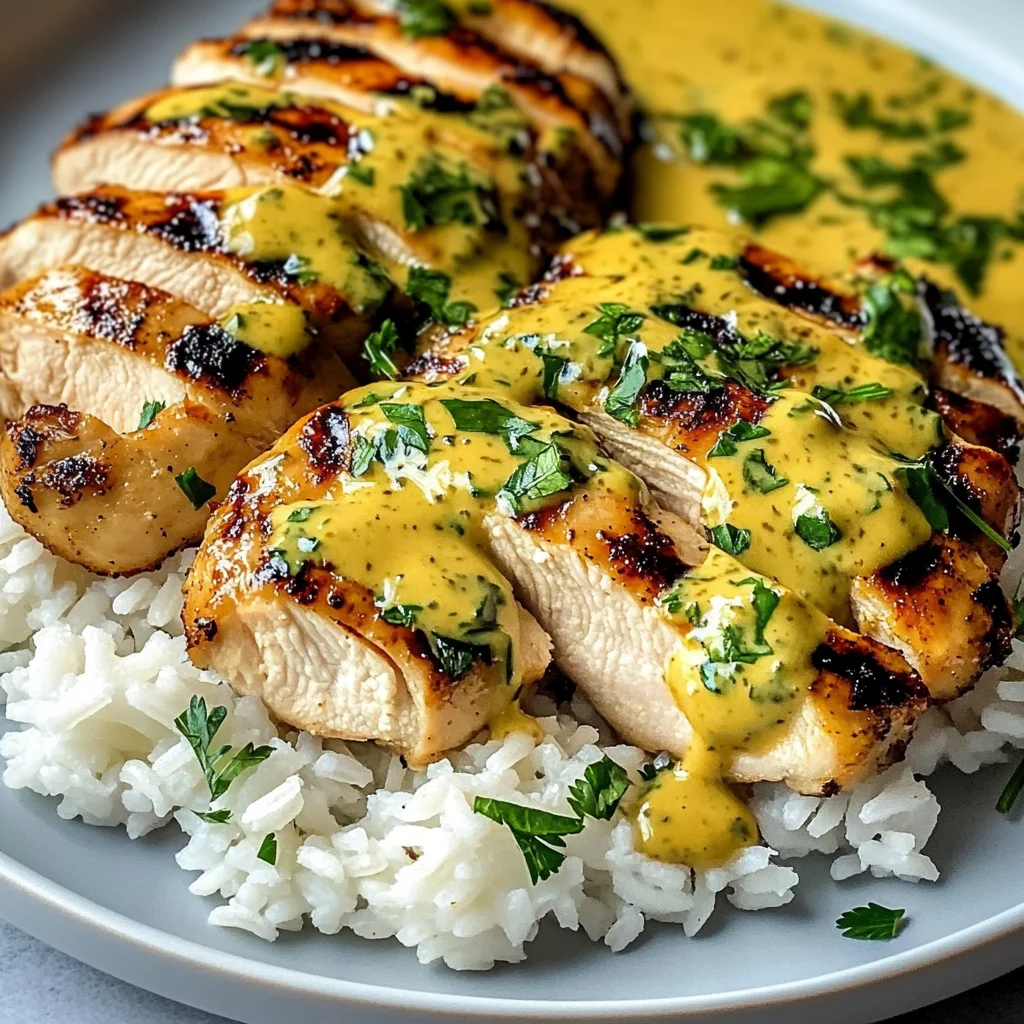 Golden Honey Mustard Chicken with Steamed Rice & Fresh Herbs