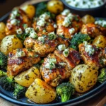 Greek Hot Honey Chicken with Broccoli & Garlic Parmesan Whipped Pesto Cream