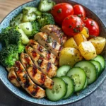 Grilled Chicken Bowl with Herb Potatoes, Broccoli & Fresh Veggies