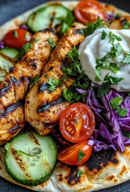 Grilled Chicken Flatbread Wrap with Fresh Veggies & Yogurt Sauce