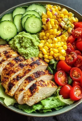 Grilled Chicken Salad Bowl with Guacamole, Corn & Crunchy Veggies