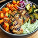 Grilled Chicken & Veggie Bowl with Cilantro Lime Dressing
