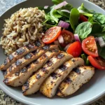 Grilled Chicken with Brown Rice & Fresh Spinach Salad