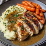 Herb Gravy Chicken with Mashed Potatoes & Glazed Carrots
