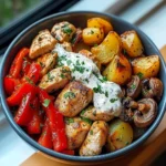 Loaded Herb Chicken & Veggie Bowl with Garlic Yogurt Sauce