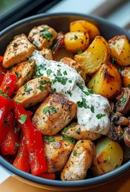 Loaded Herb Chicken & Veggie Bowl with Garlic Yogurt Sauce