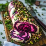 Magenta Jewel Goat Cheese Log with Roasted Beet Swirl & Pistachio Crust