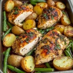 One-Pan Garlic Herb Chicken with Roasted Potatoes & Green Beans