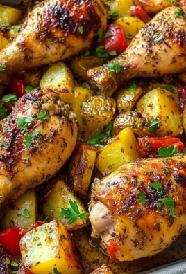 One-Pan Herb Baked Chicken Drumsticks with Potatoes & Peppers