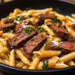 One-Pan Spicy Honey Garlic Steak Pasta