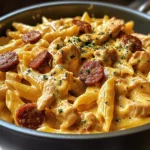 One-Pot Smoky Cheddar Ranch Chicken & Sausage Pasta