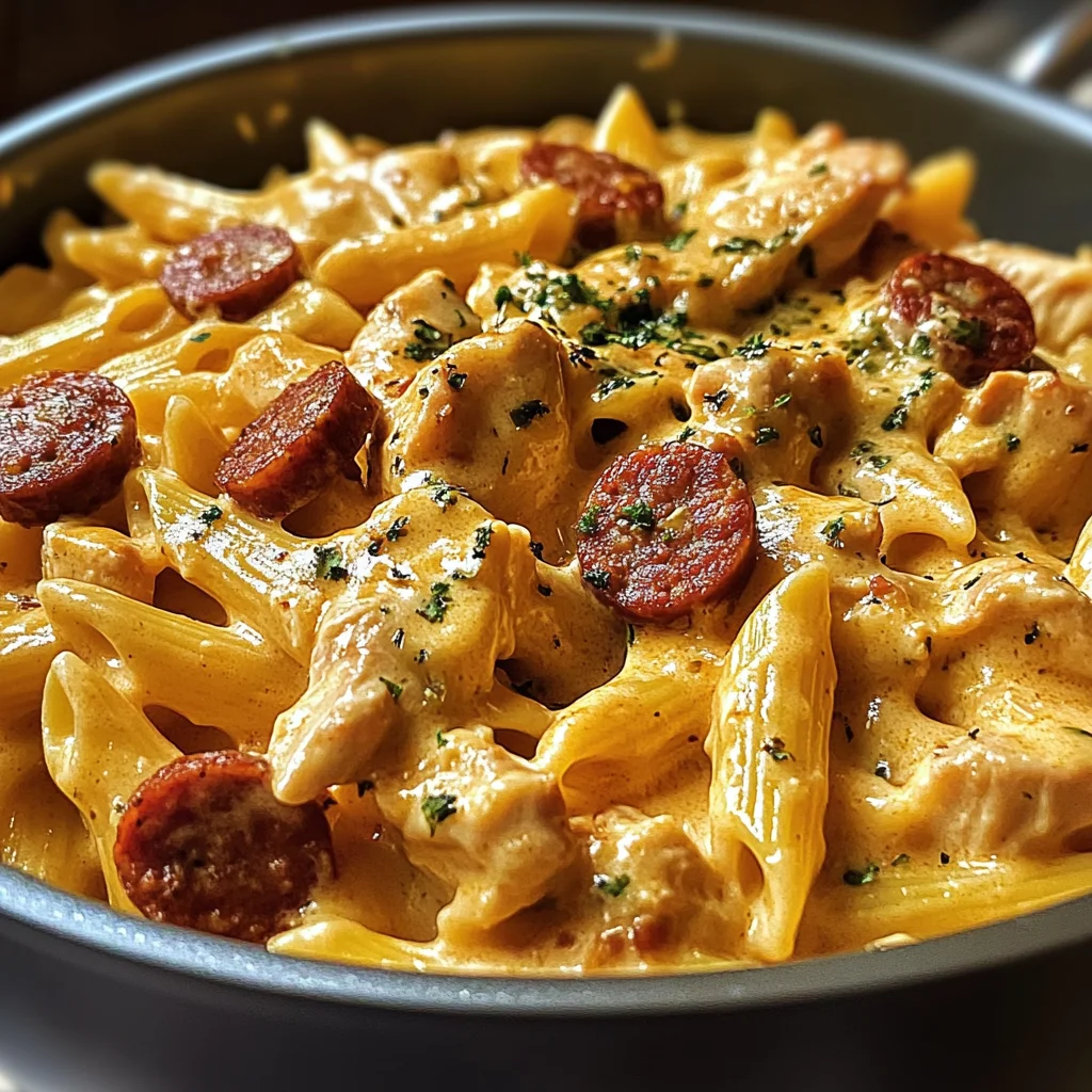 One-Pot Smoky Cheddar Ranch Chicken & Sausage Pasta