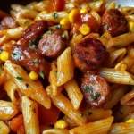 One-Skillet Spicy Honey BBQ Sausage & Pasta