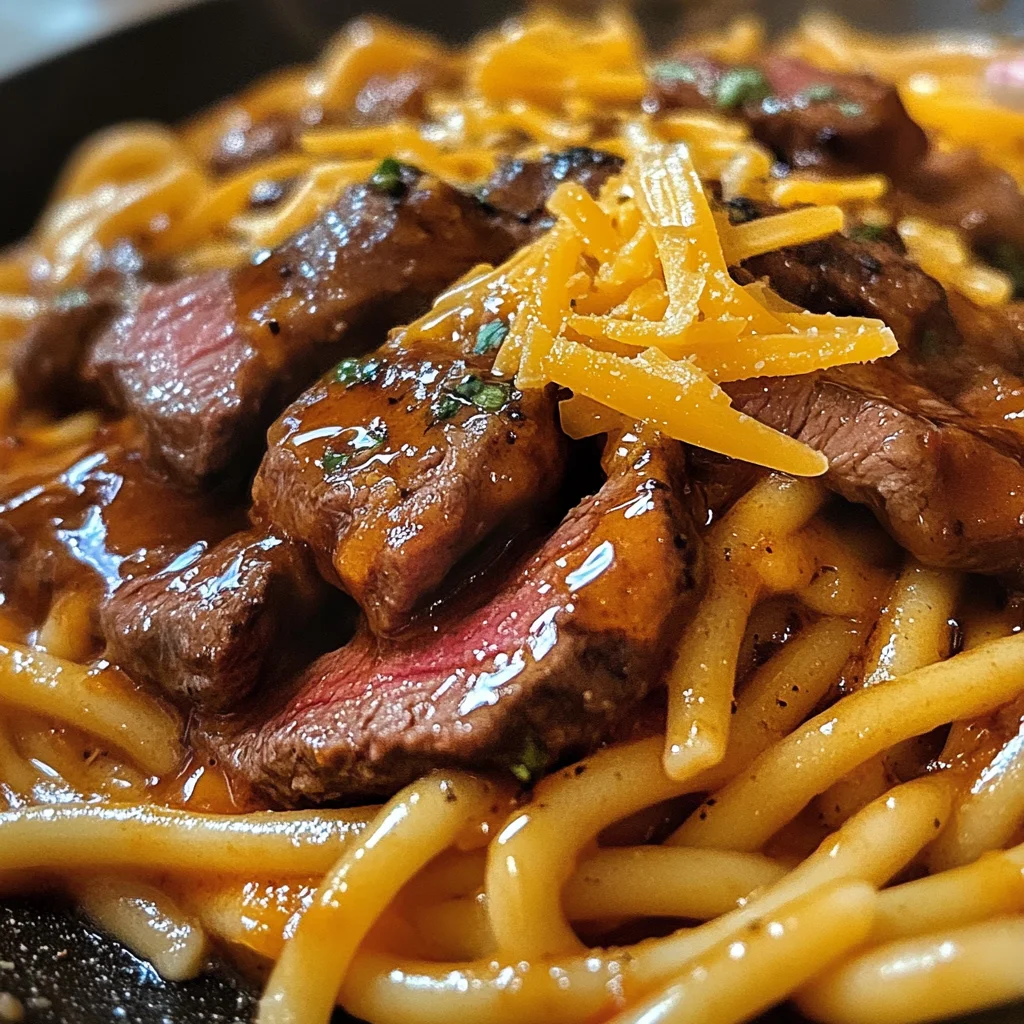 One-Skillet Spicy Honey BBQ Steak Pasta