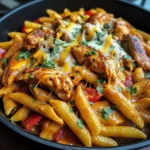 One Pot Creamy Smoky Cajun BBQ Chicken Pasta Skillet