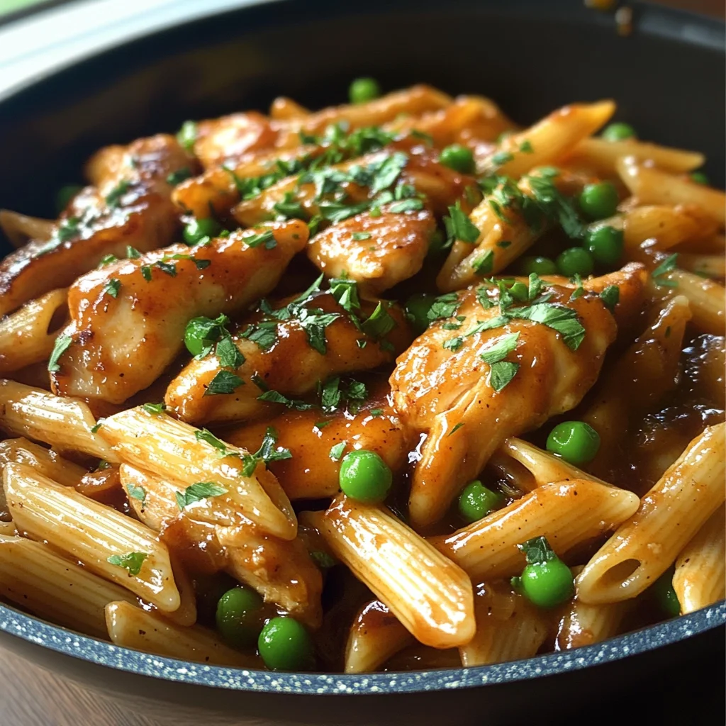 One Pot Honey Garlic BBQ Chicken Pasta