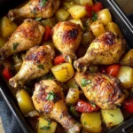 Oven-Baked Chicken Drumsticks with Potatoes & Peppers