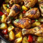Oven-Baked Chicken Drumsticks with Potatoes & Peppers