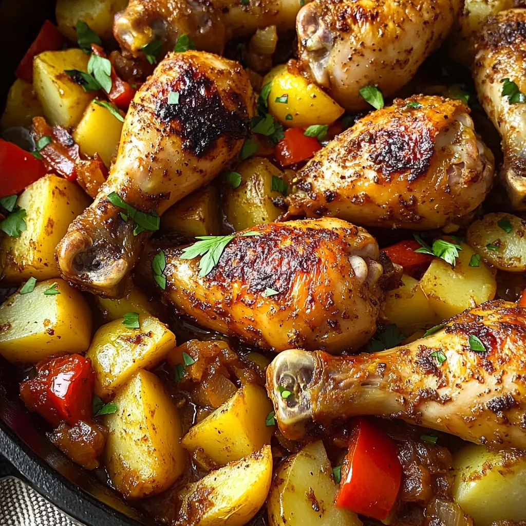 Oven-Baked Chicken Drumsticks with Potatoes & Peppers