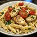 Penne Pasta with Garlic Parmesan and Creamy Chicken