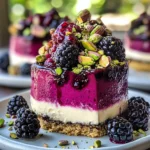 Pistachio Blackberry Cheesecake Towers