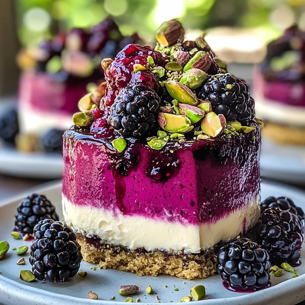 Pistachio Blackberry Cheesecake Towers