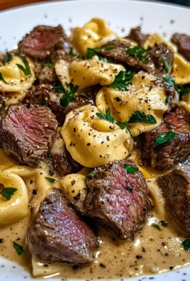 Savory Cheesesteak Tortellini in creamy provolone sauce