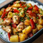 Spicy Chicken with Bell Peppers, Potatoes & Rice