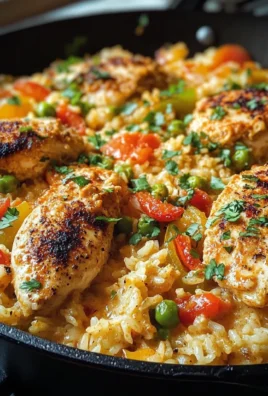 Spicy Creamy Cajun Parmesan Chicken Rice Skillet